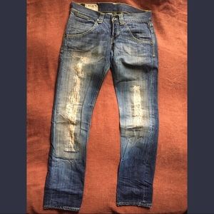 DONDUP Distressed Cotton Blue Denim Jeans Streight